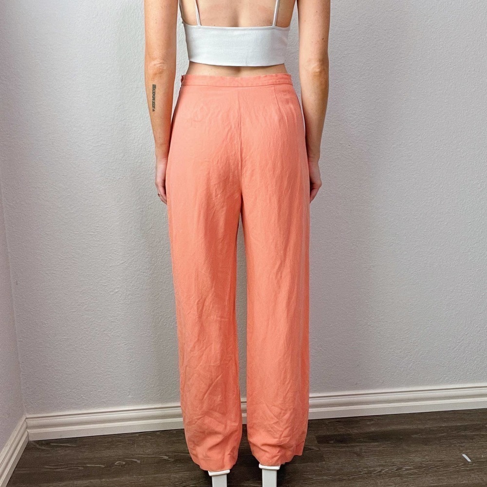 Vintage Coral Silk Pull On Casual Trouser Pants - Picture 3 of 4